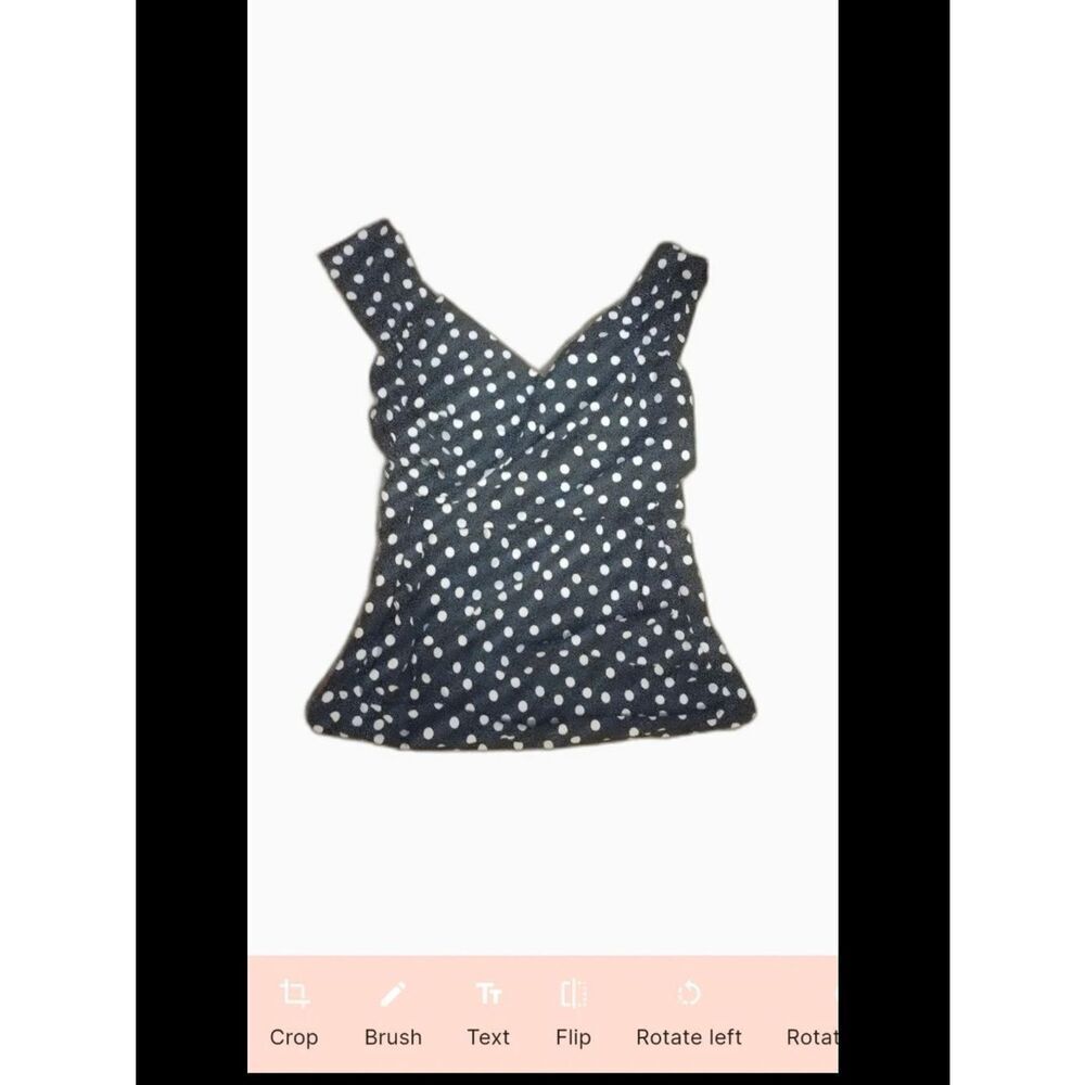 Athena Navy and White Polka Dot V-Neck Tank(411)